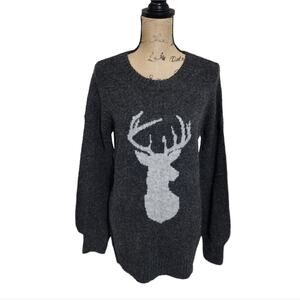 YES LOLA ALPACA Wool BLEND DEER LANTERN SLEEVE SWEATER SIZE MEDIUM‎ NEW!